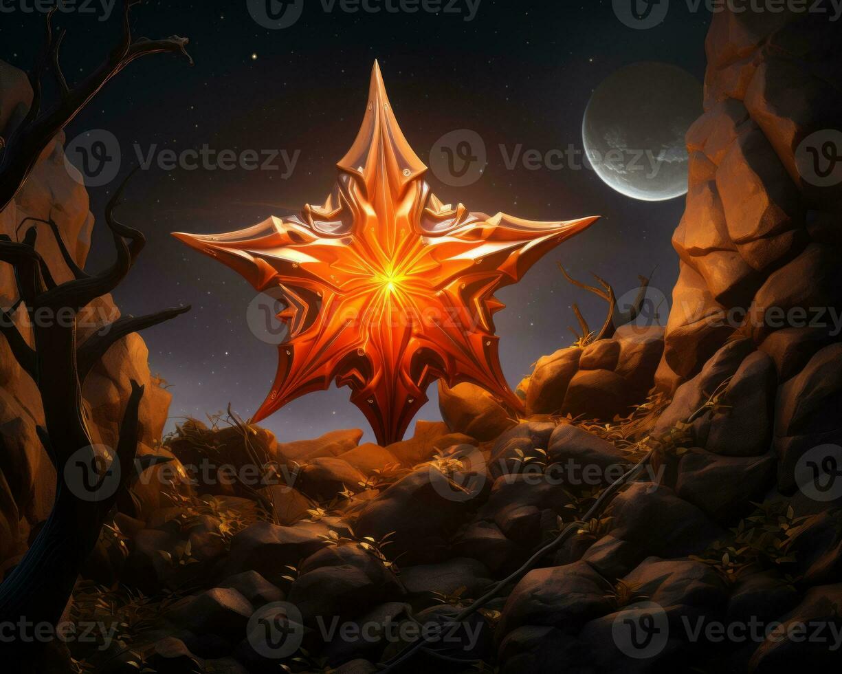 the star is glowing in the night sky generative ai photo