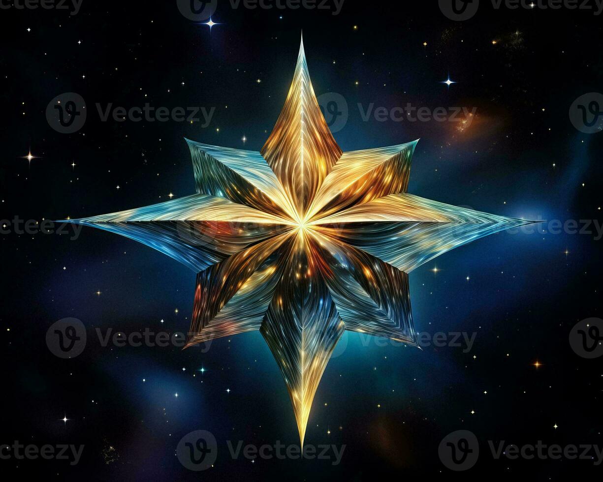 the star is made of glass and is surrounded by stars generative ai photo