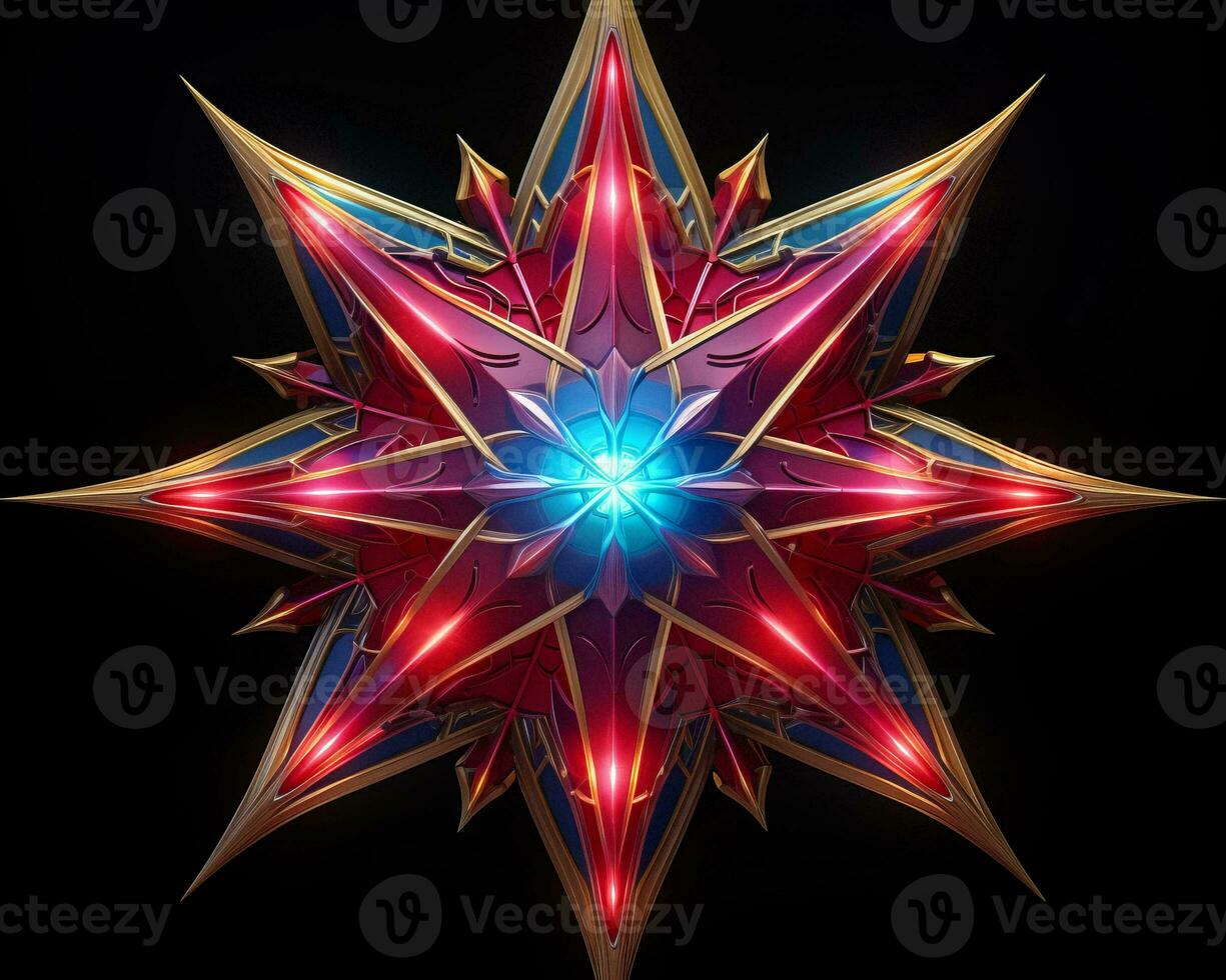 the star is made up of red and blue lights generative ai photo