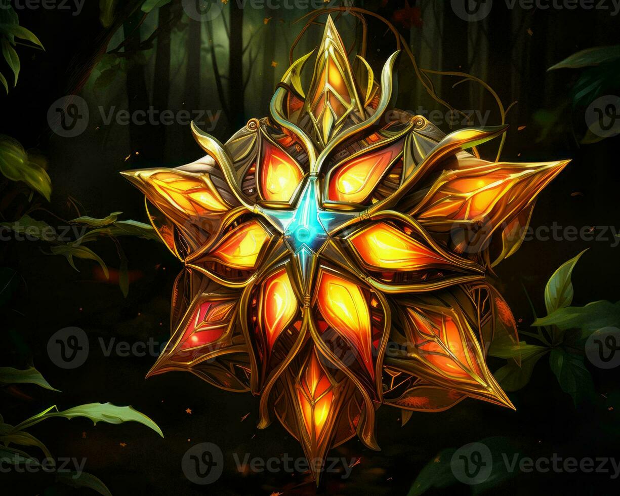 the star of the forest is glowing in the dark generative ai photo
