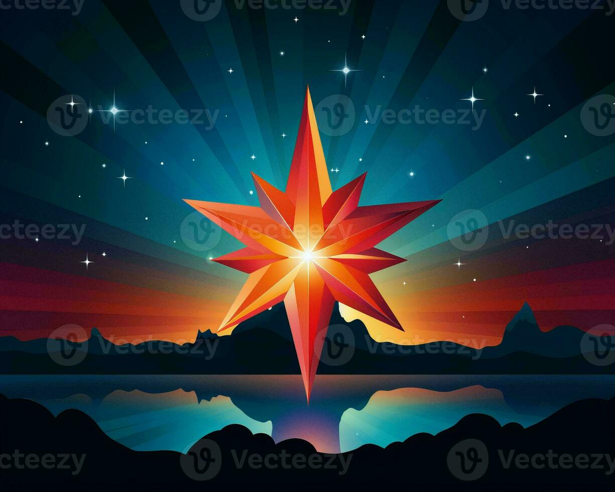 the star of bethlehem in the night sky generative ai photo