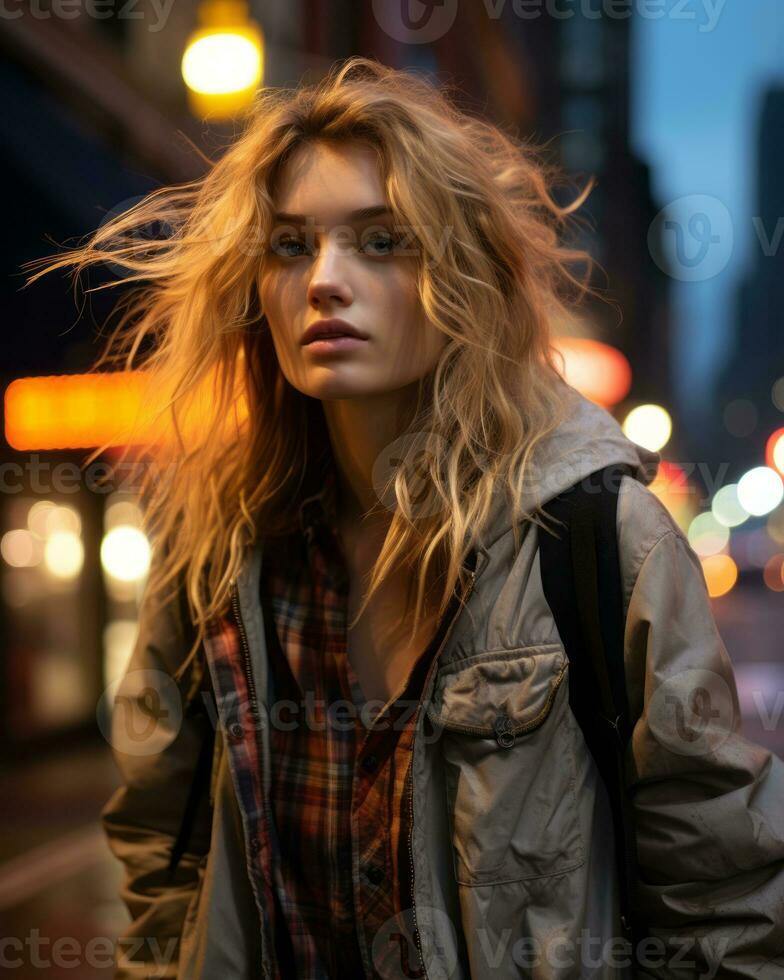 a woman with blonde hair generative ai photo