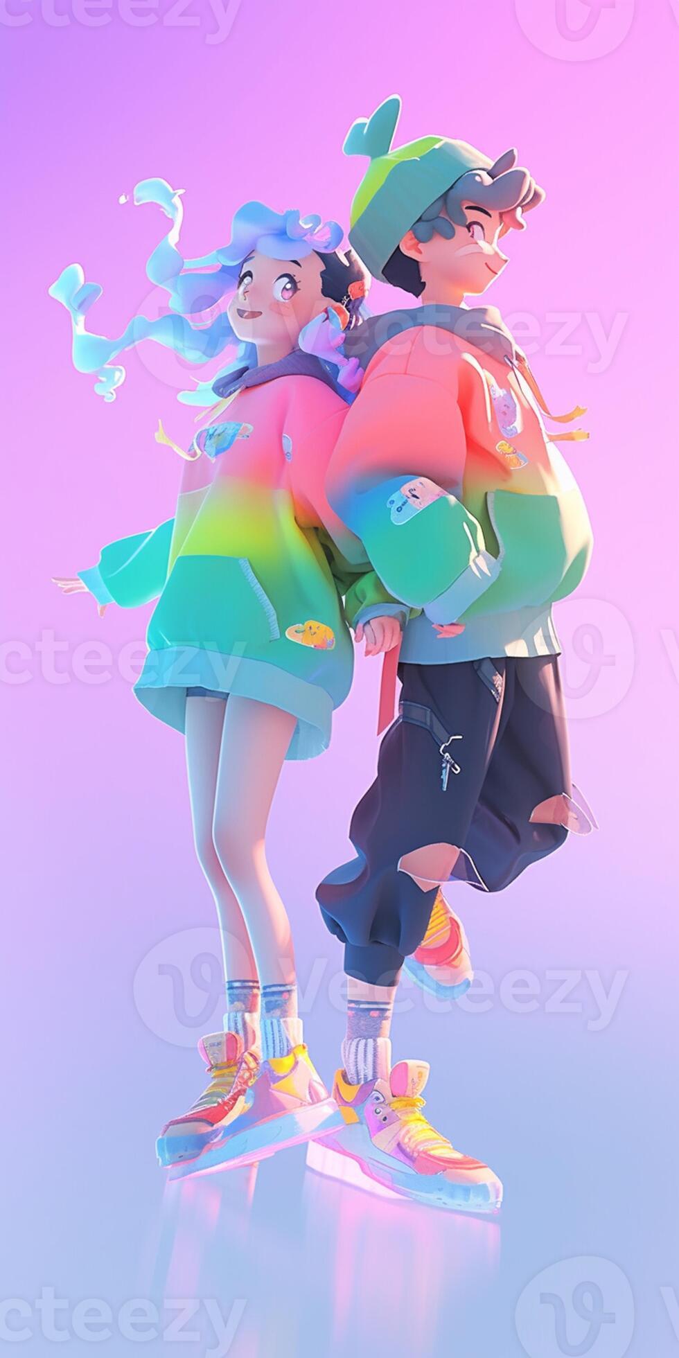 anime couple in winter clothes standing next to each other. generative ai.  28391003 Stock Photo at Vecteezy