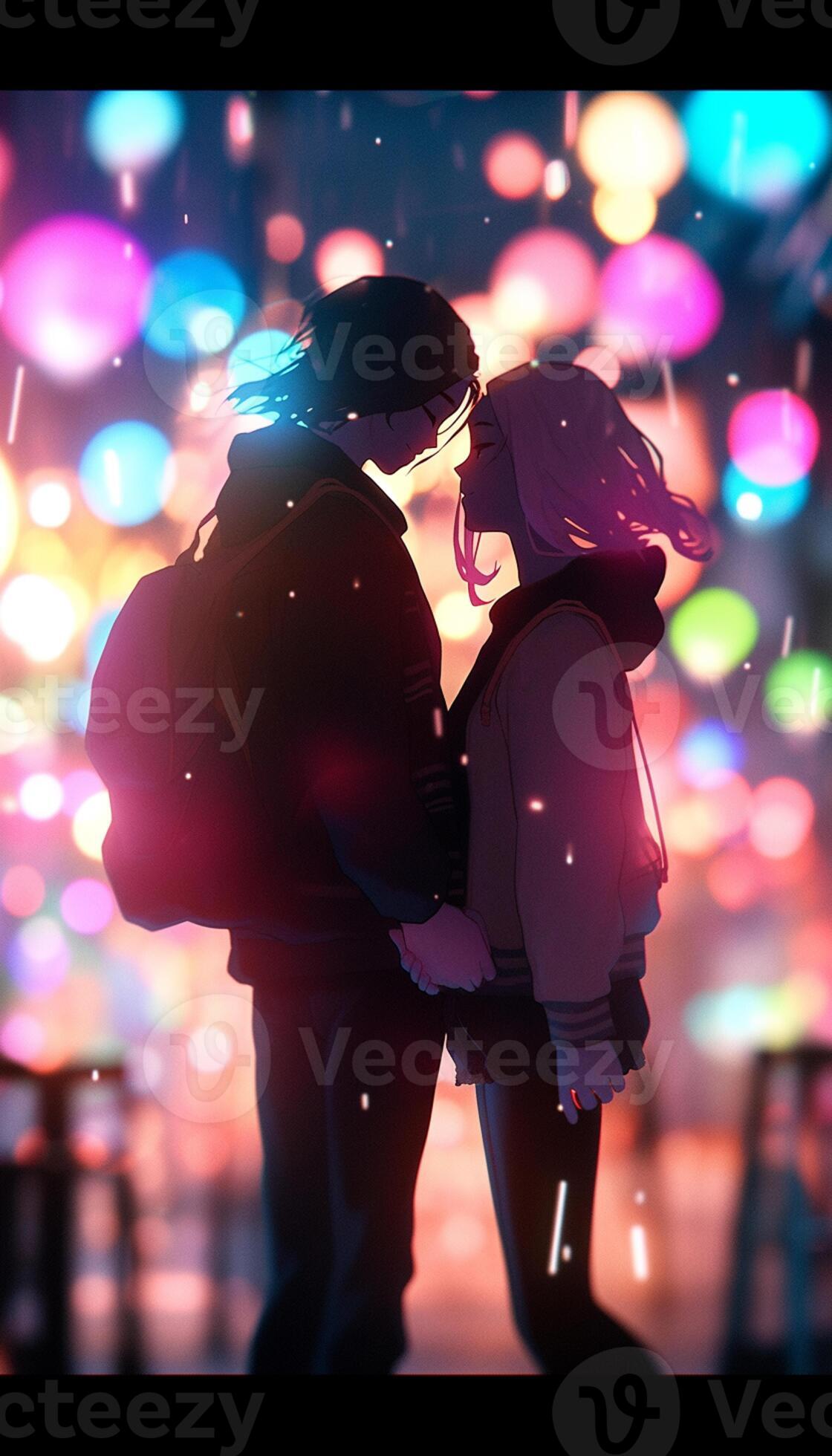 Anime couple kissing HD wallpaper