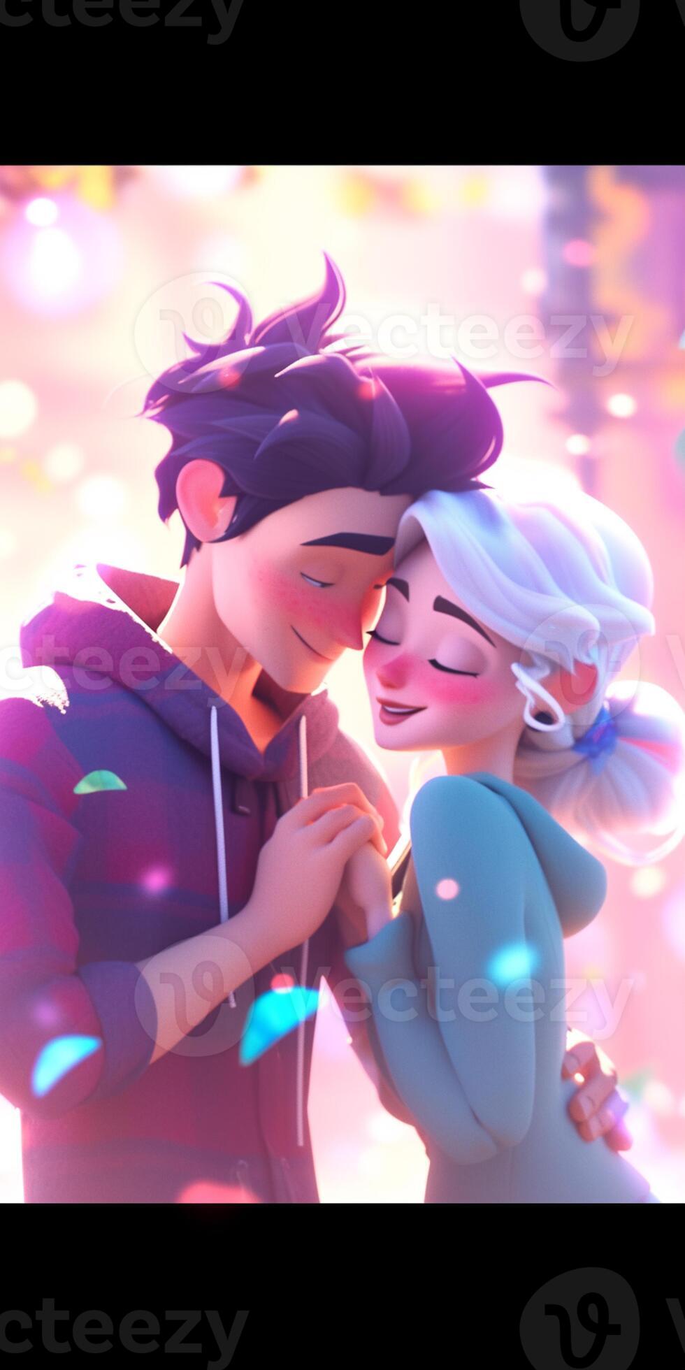 Premium AI Image  Anime couple kissing each other with hearts in the  background generative ai