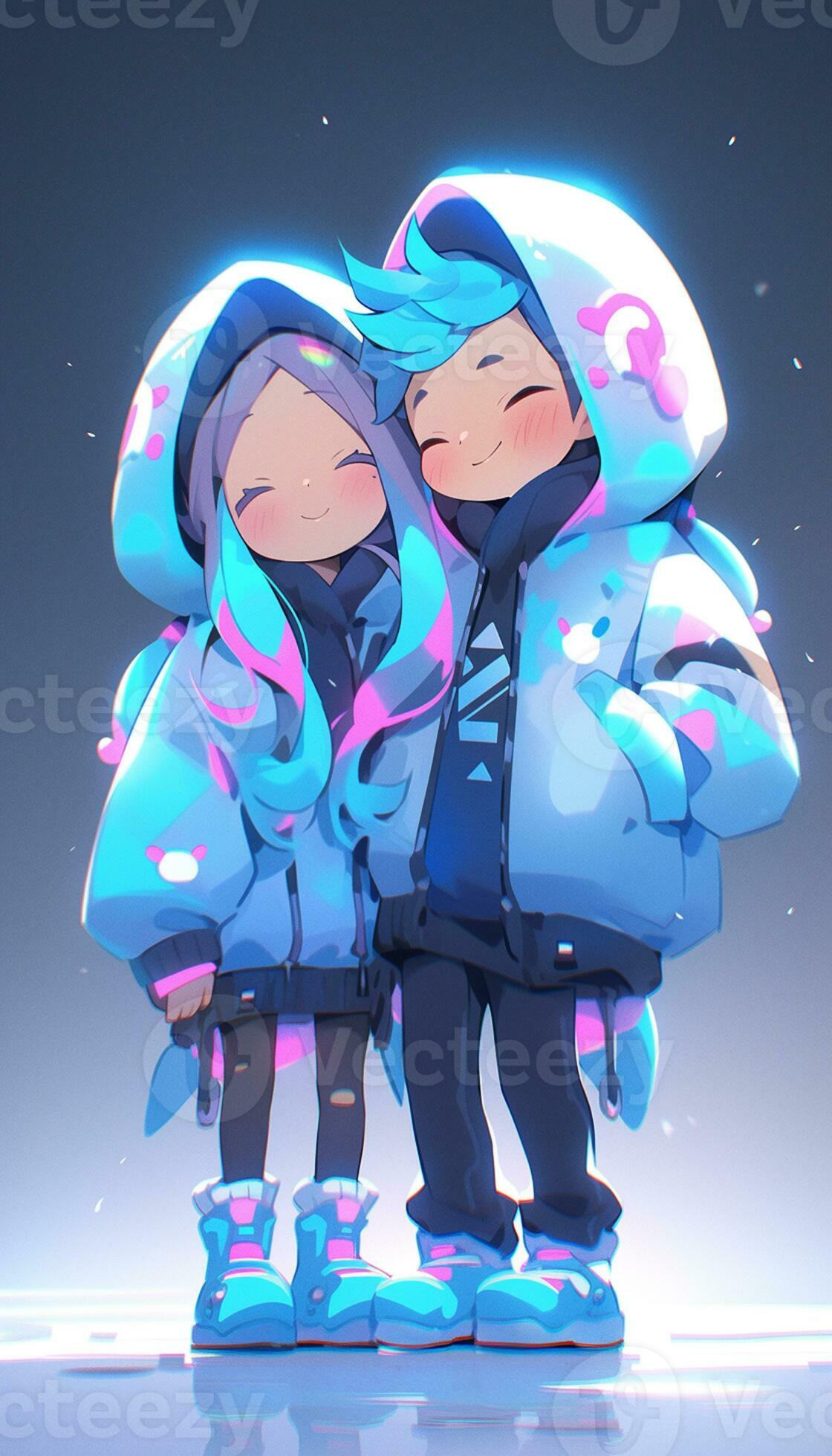 anime couple in winter clothes standing next to each other. generative ai.  28390999 Stock Photo at Vecteezy