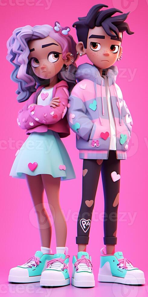 anime couple in winter clothes standing next to each other. generative ai.  28391003 Stock Photo at Vecteezy