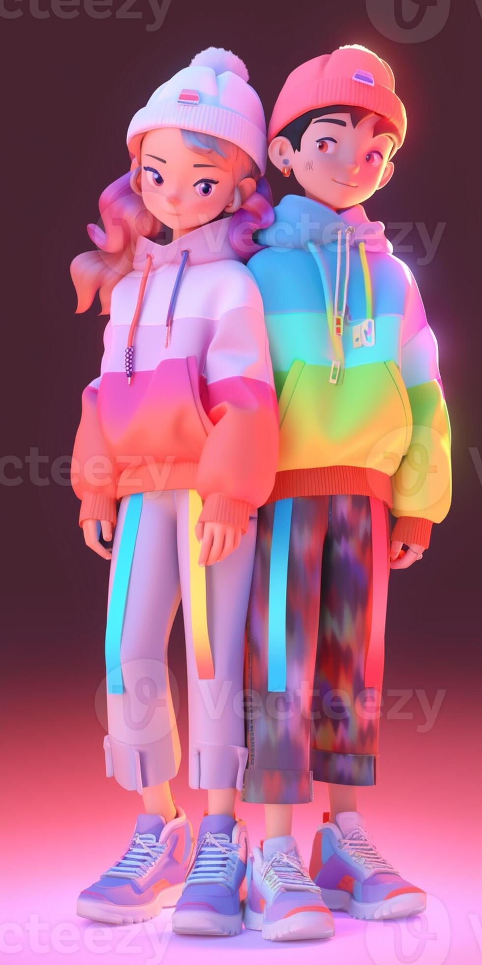 anime couple in winter clothes standing next to each other. generative ai.  28391003 Stock Photo at Vecteezy