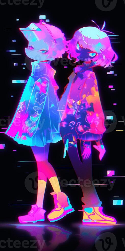 anime couple in winter clothes standing next to each other. generative ai.  28390999 Stock Photo at Vecteezy