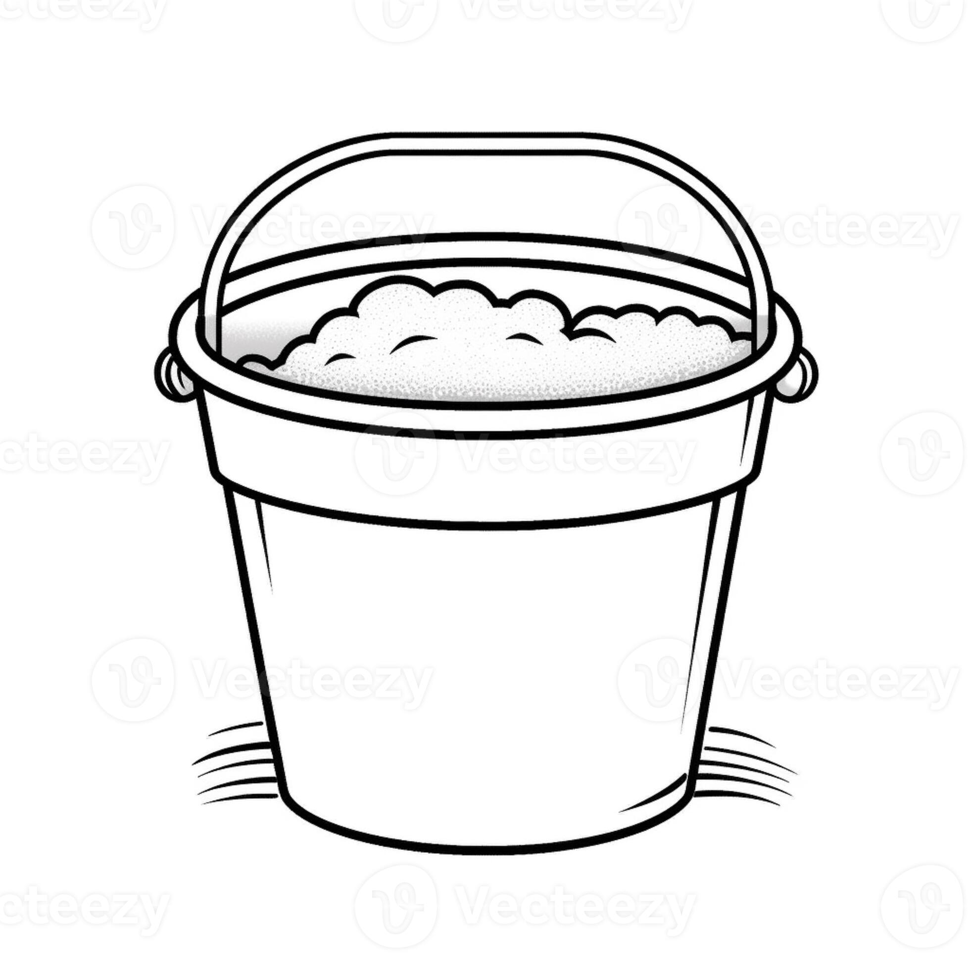 a black and white drawing of a bucket of water. generative ai. 28395864