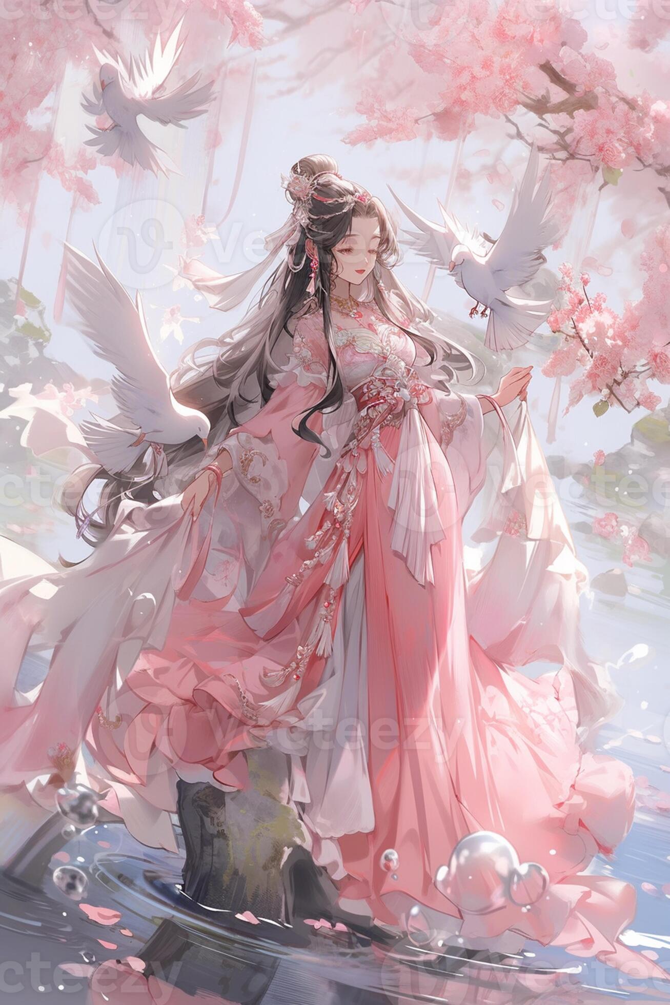 Anime princess pink color and flower Picture #123710674 | Blingee.com