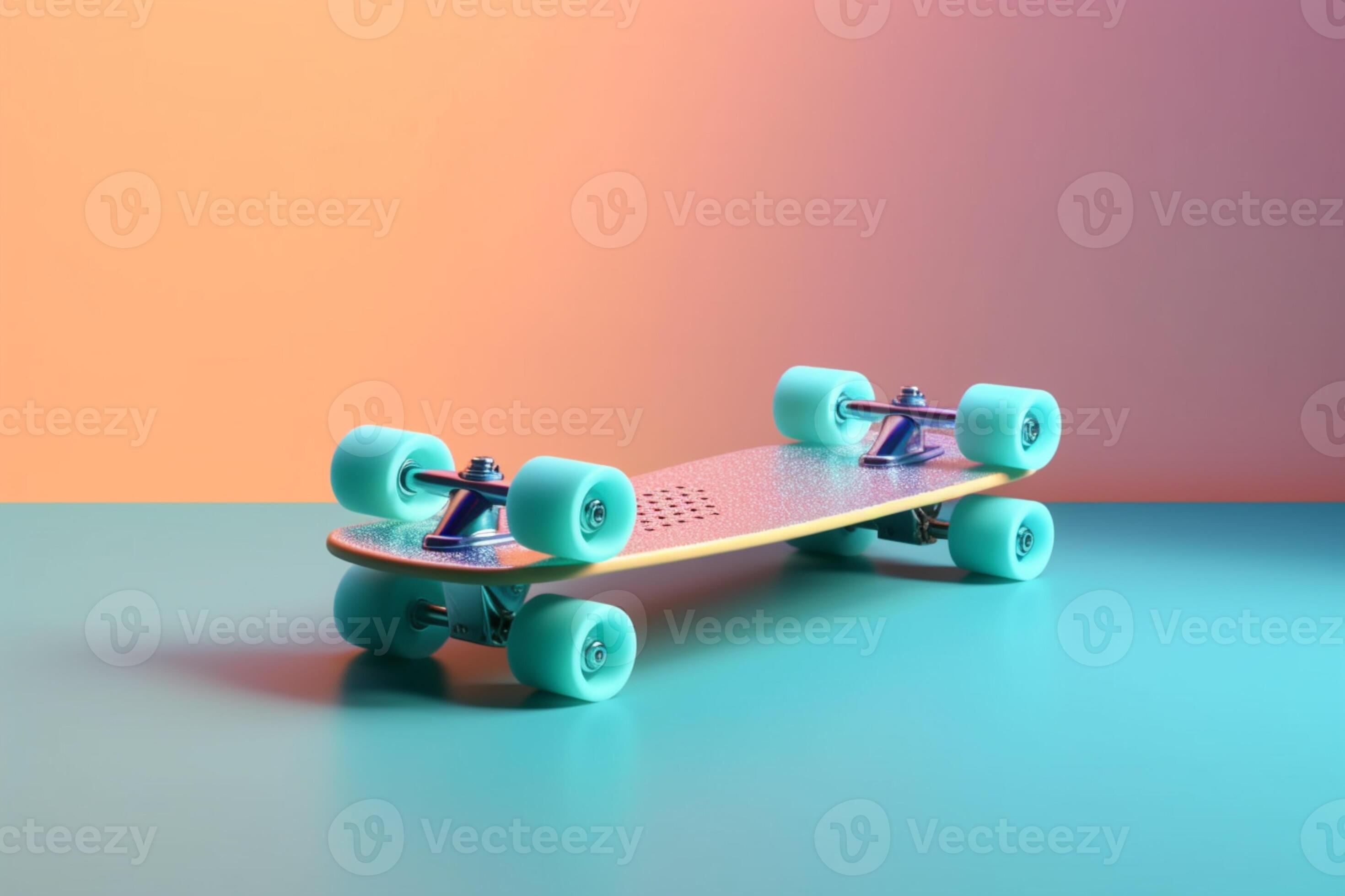 there is a skateboard with two wheels on a colorful surface. generative