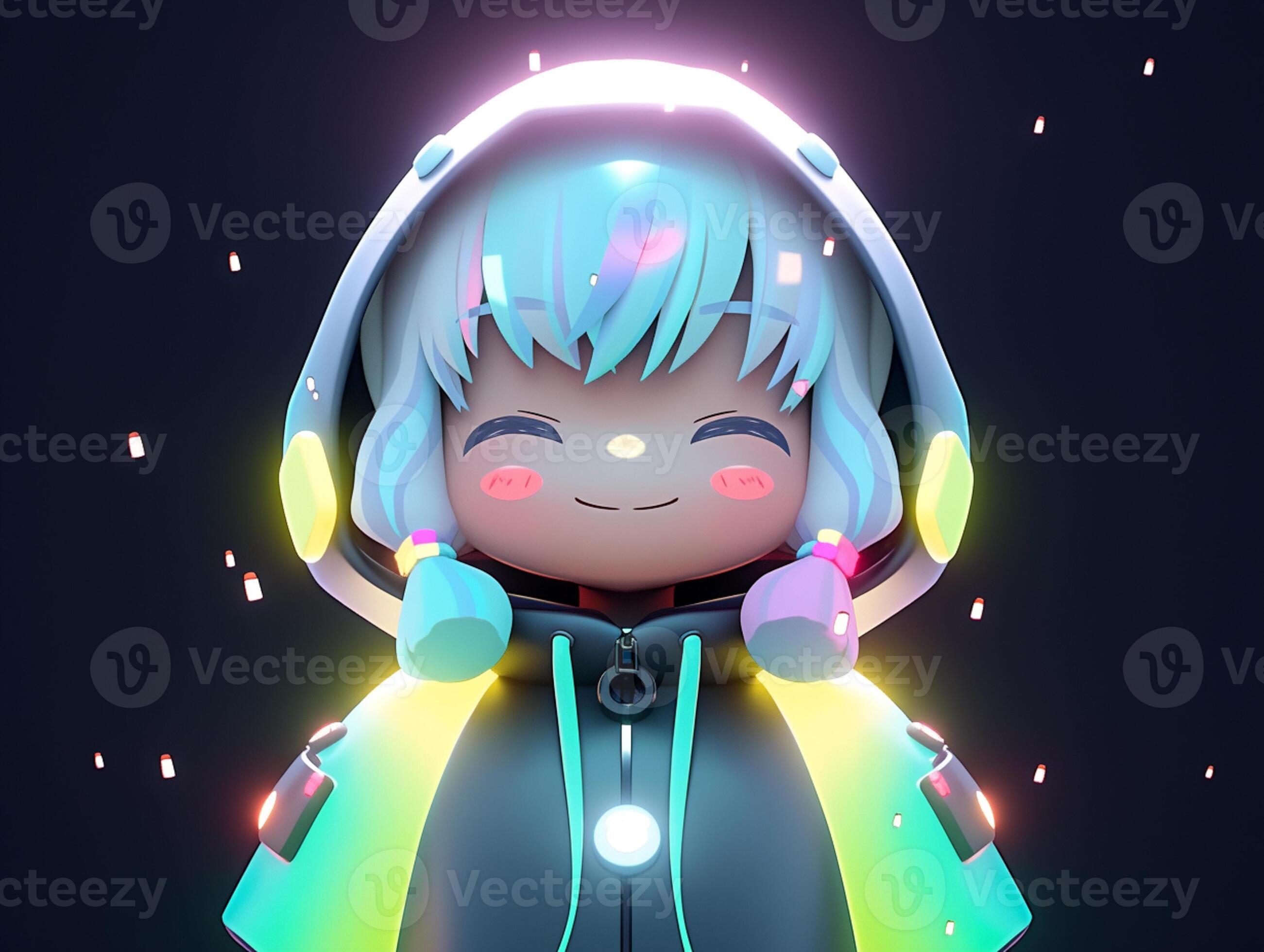 Premium AI Image  Anime character with a neon glow on his face