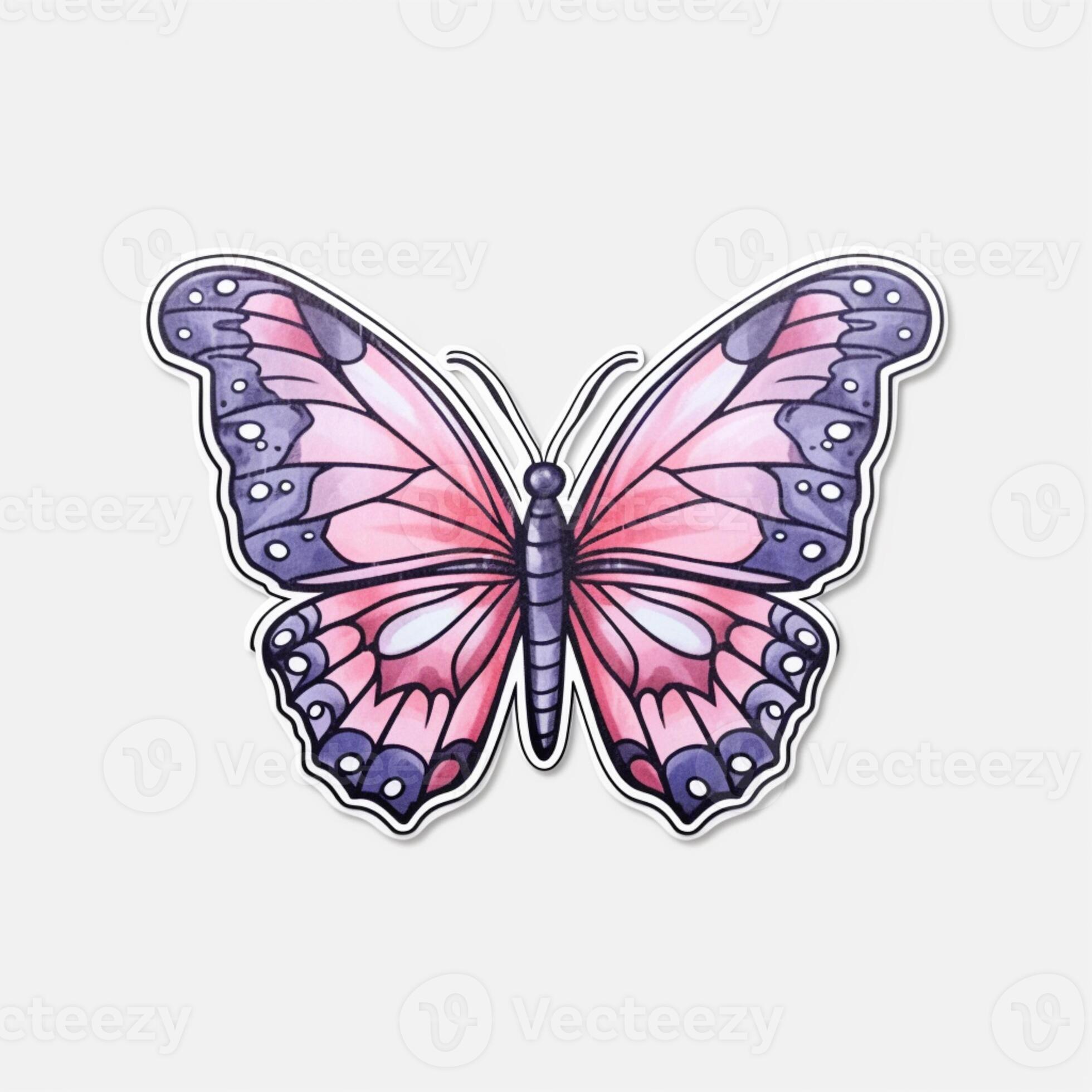 a close up of a butterfly sticker on a white surface. generative ai