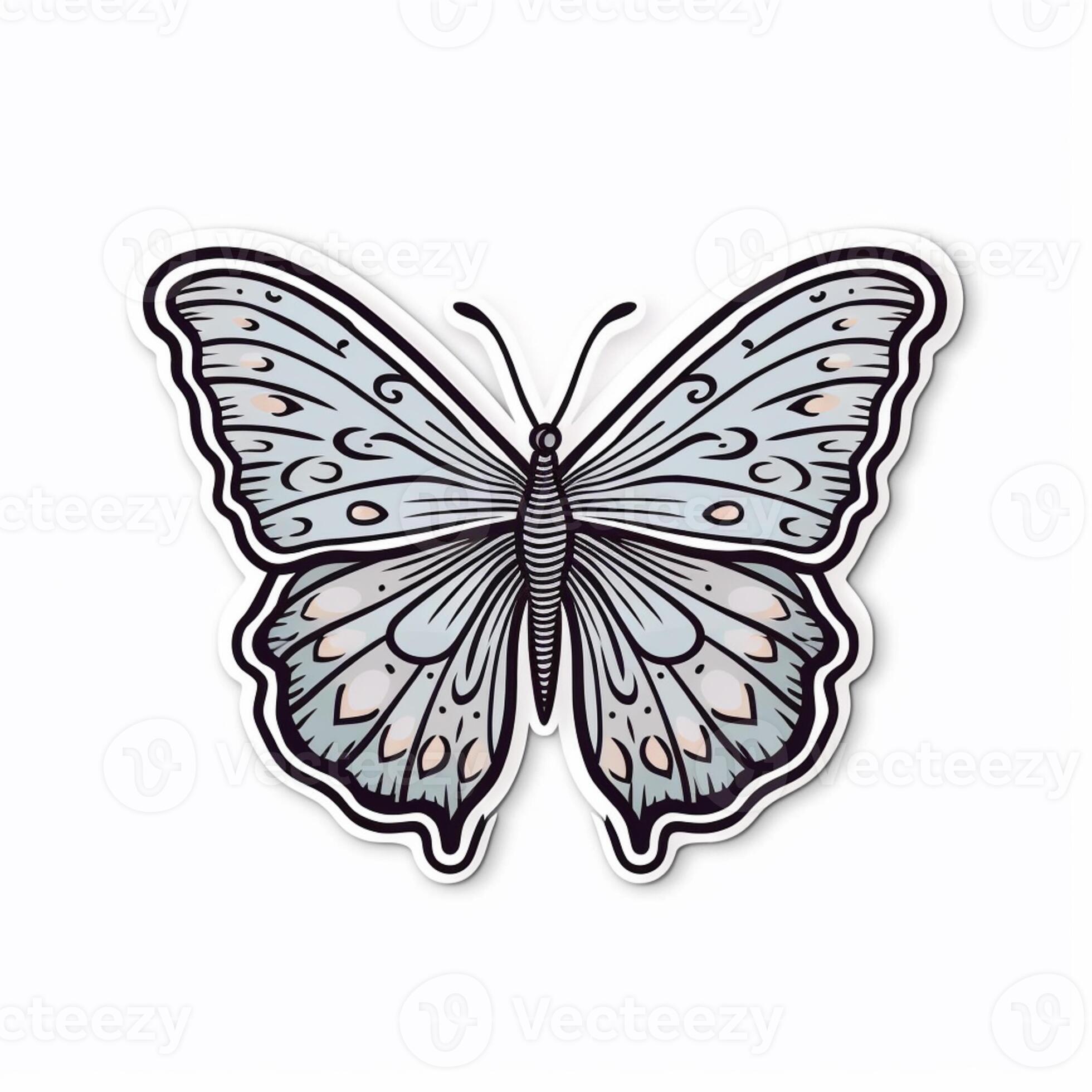 a close up of a butterfly sticker on a white surface. generative ai