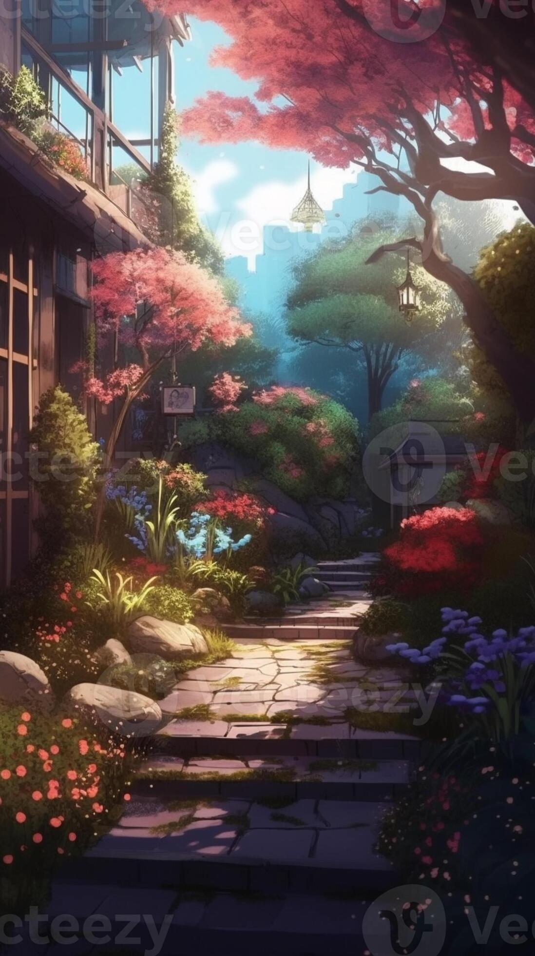 Florest and Garden, Background, Anime Background, Anime Scenery