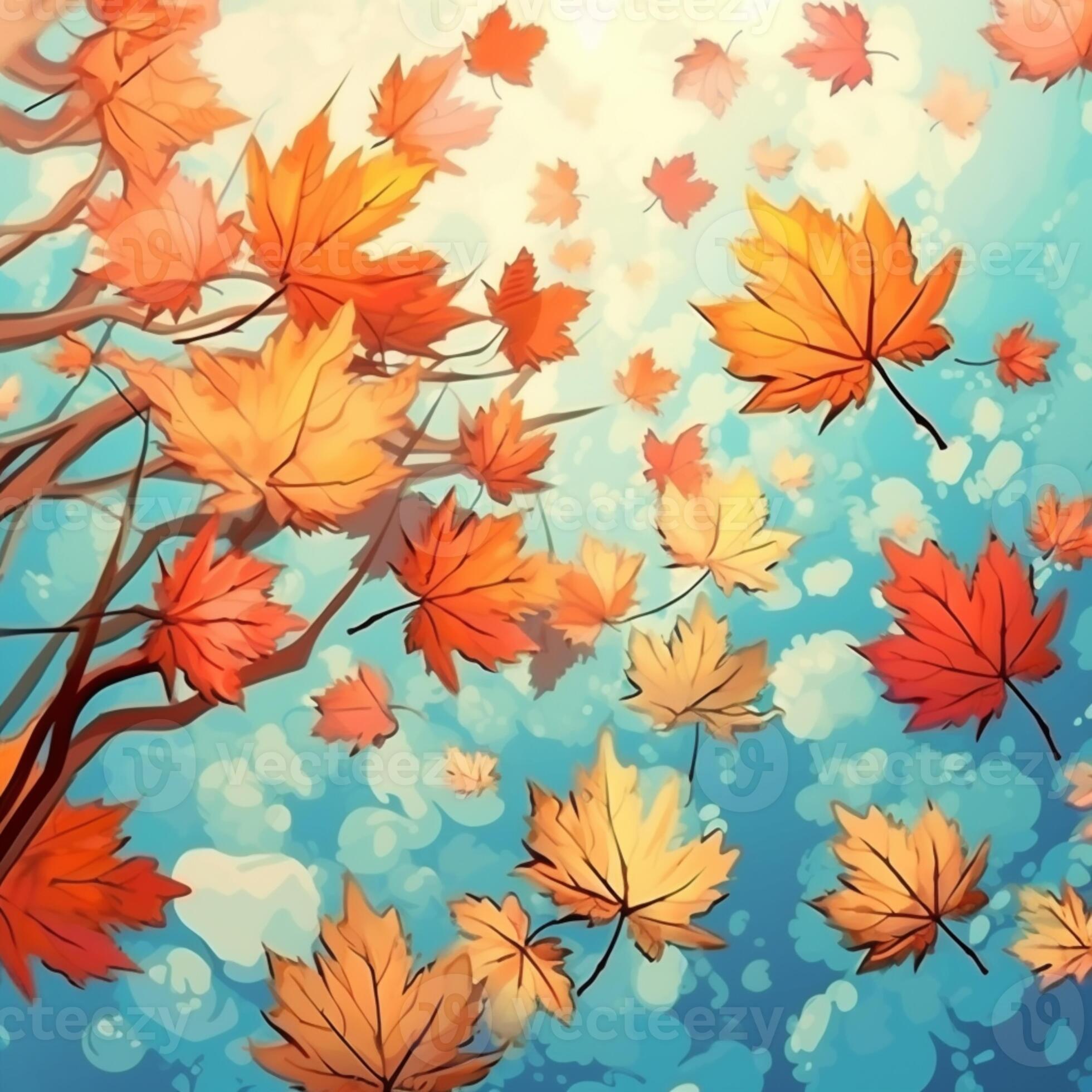 Leaves Falling From Tree Wallpaper
