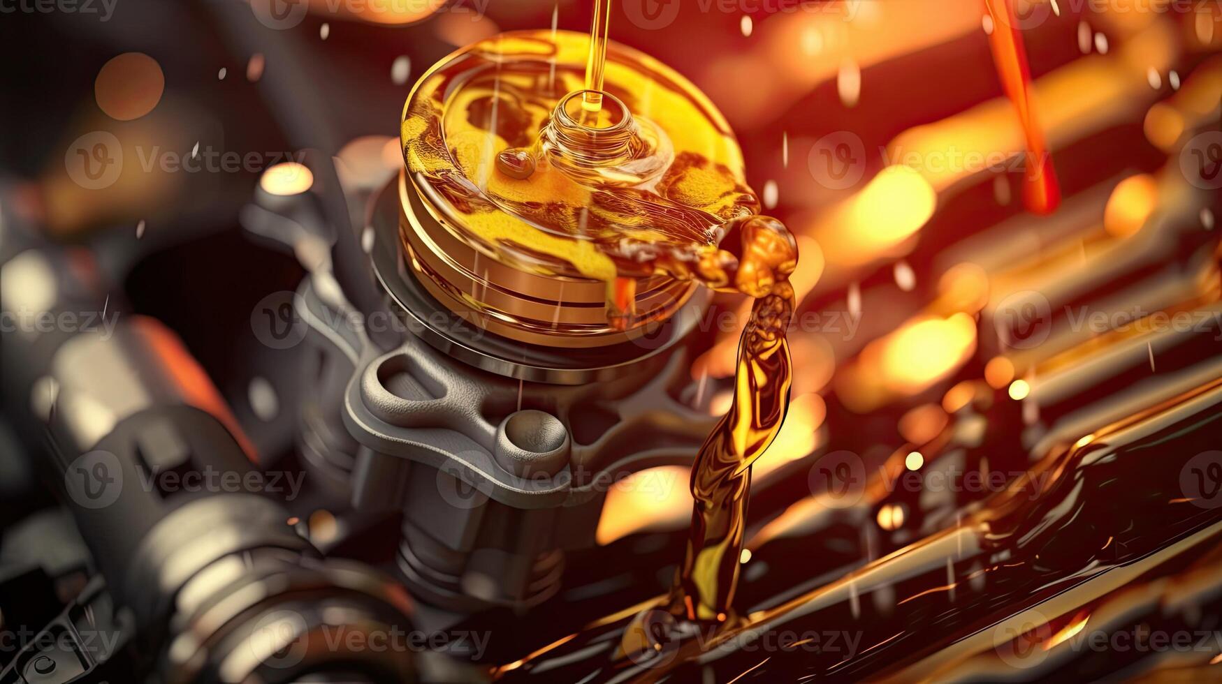 Oil wave splashing in Car engine with lubricant oil. Concept of
