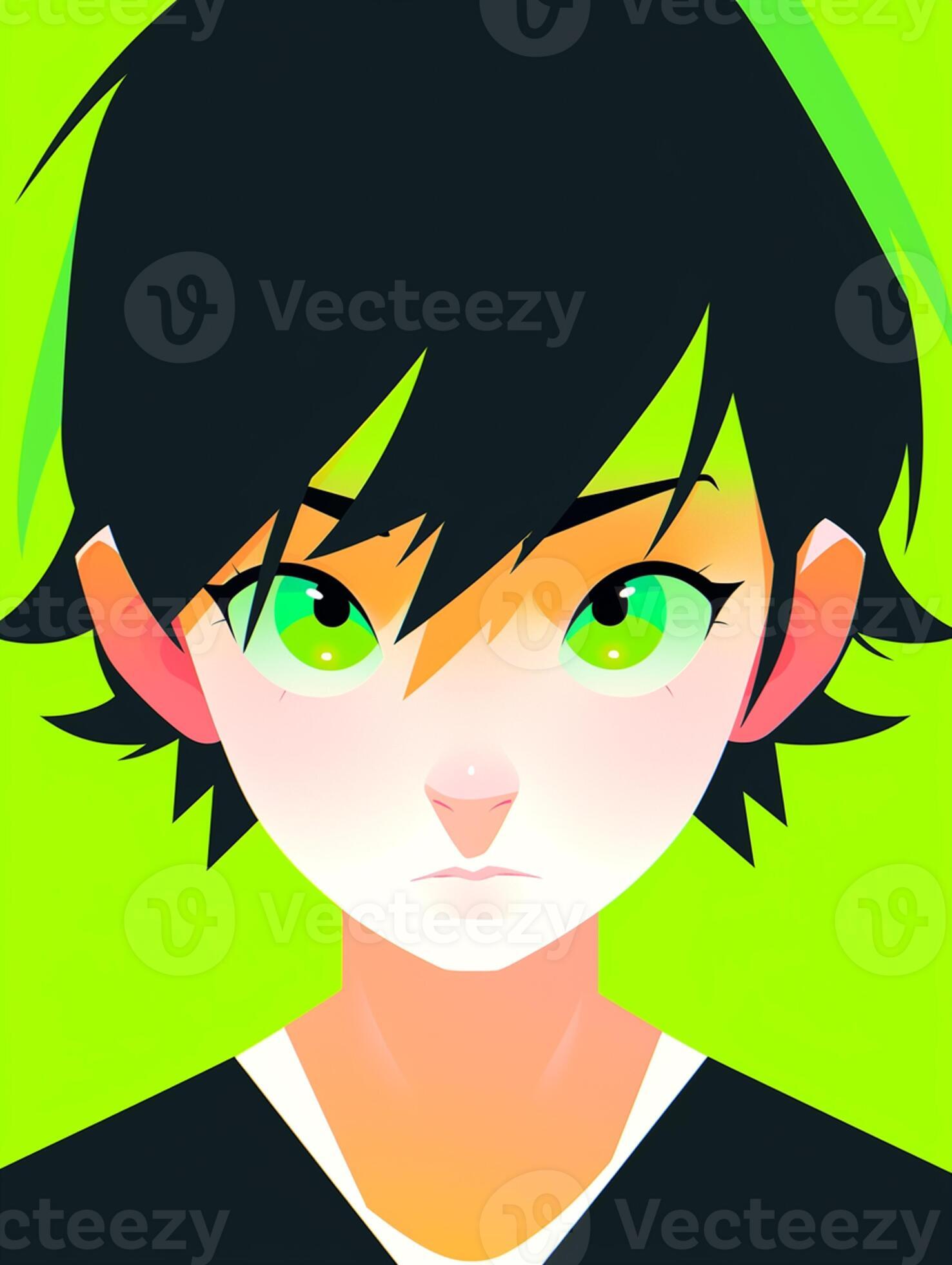 Green Eyes Anime Face (Dark)