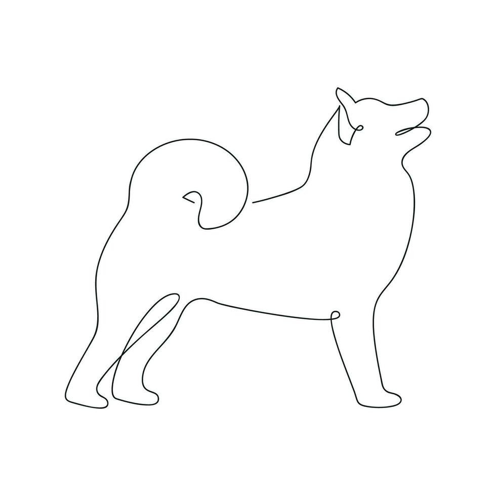 Dog drawn in one continuous line. One line drawing, minimalism. Vector illustration.