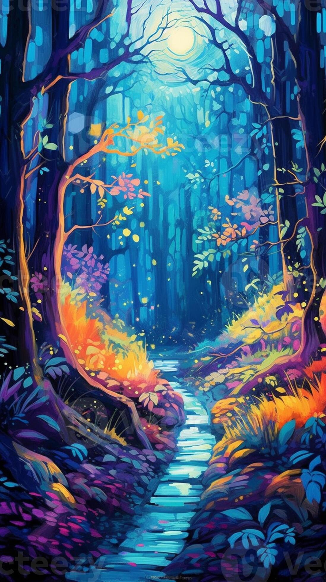 a scene from the video game the last of us showing a path through a forest  with flowers and trees generative ai 28376680 Stock Photo at Vecteezy