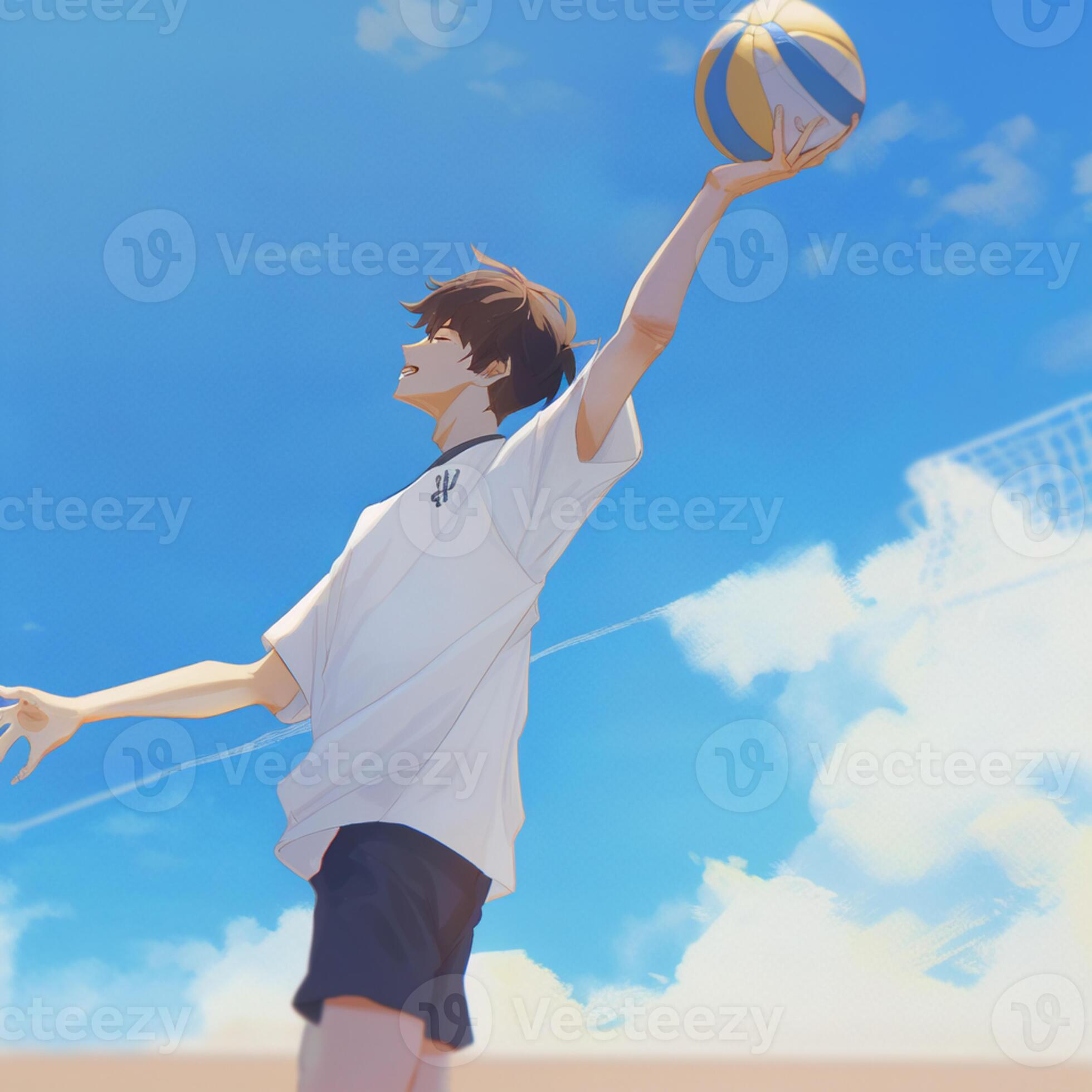 Volleyball Player Anime T-shirt Design Vector Download