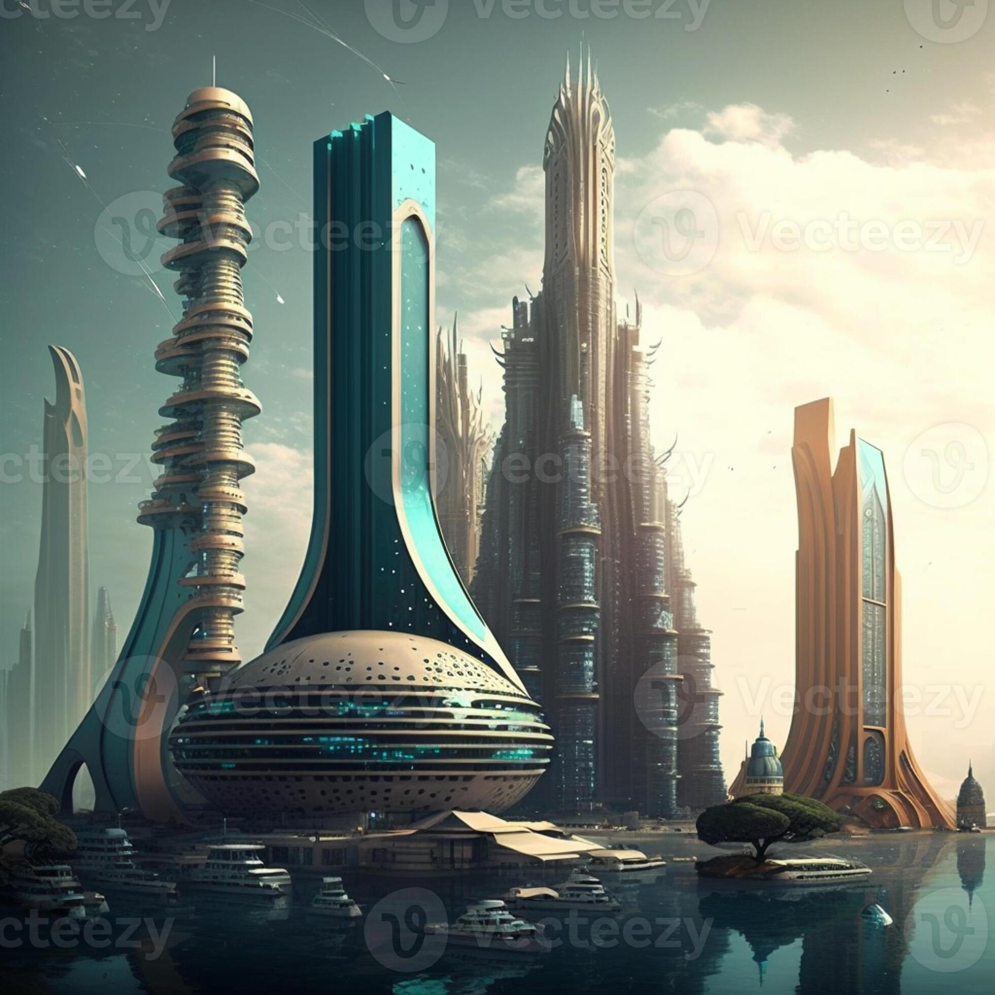 sci fi city tower