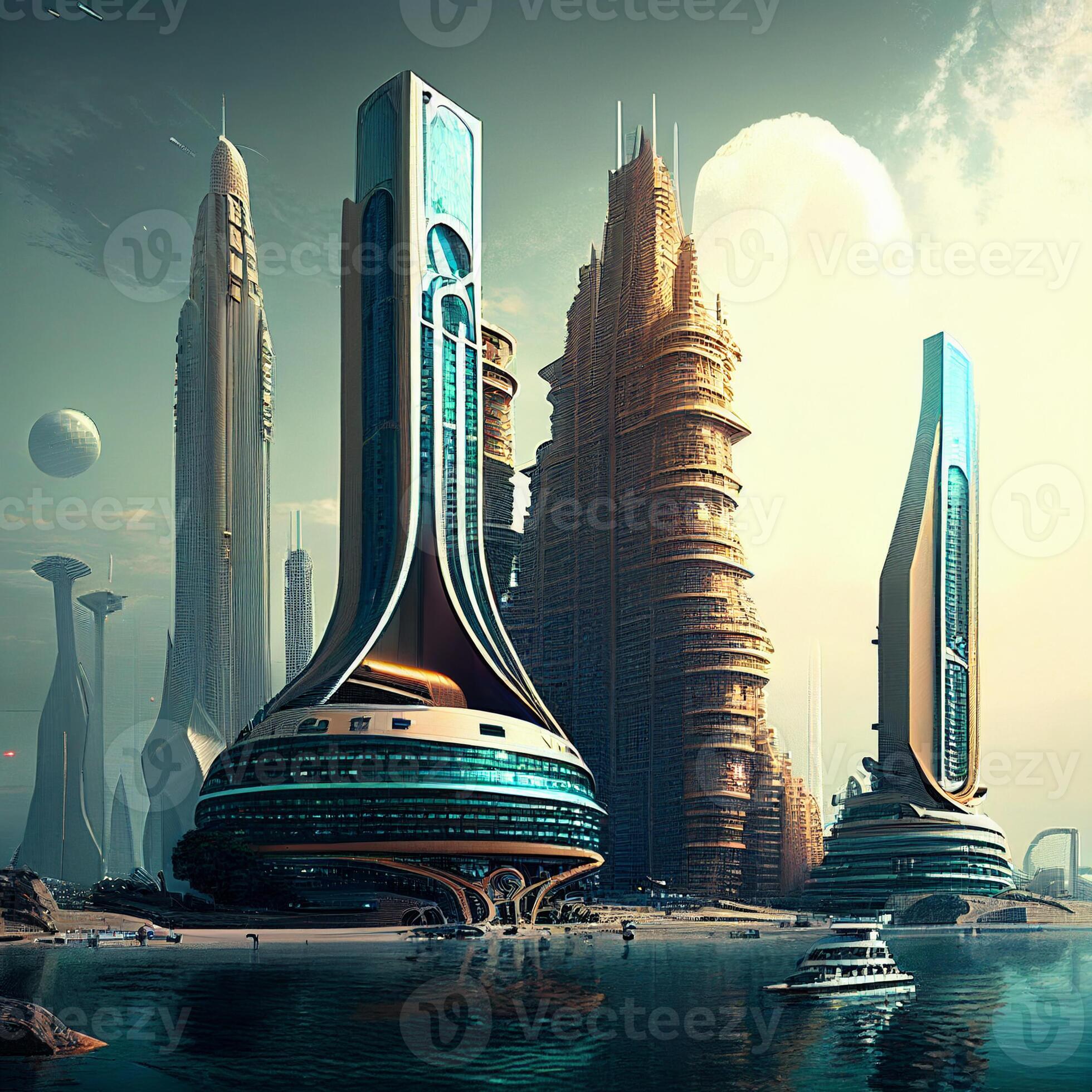 sci fi city tower