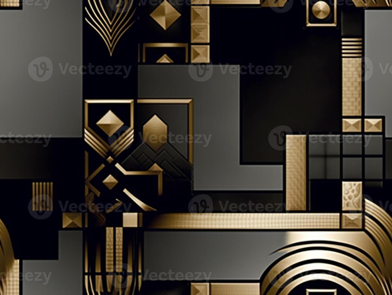 a close up of a black and gold art deco wallpaper. generative ai