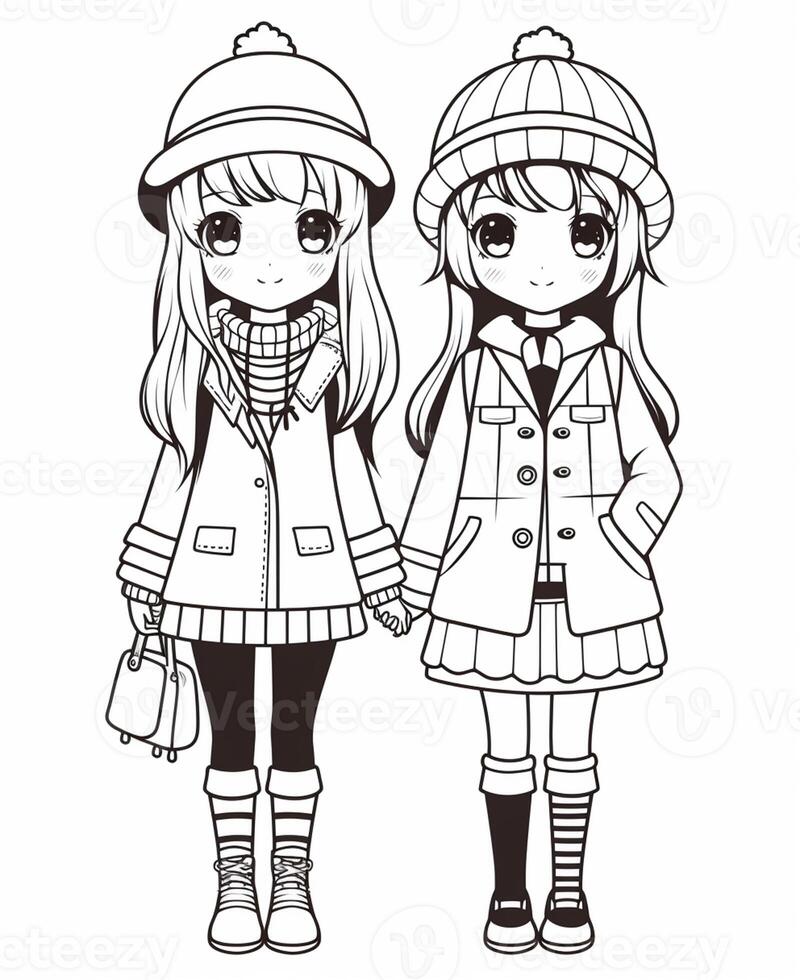 anime couple in winter clothes standing next to each other. generative ai.  28391003 Stock Photo at Vecteezy