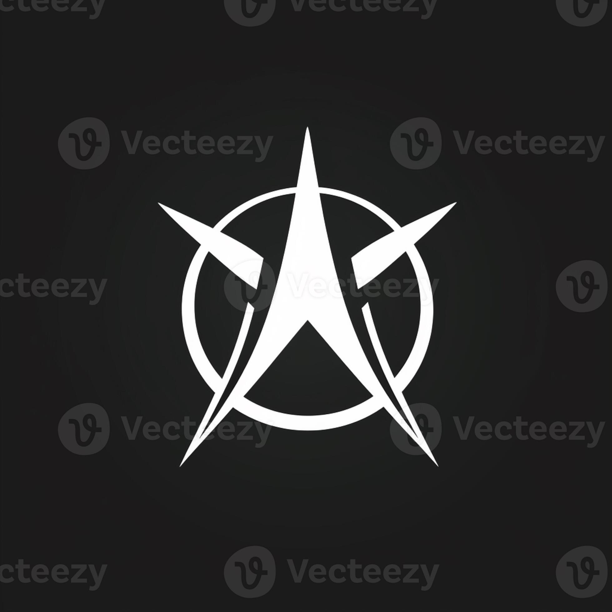 a white star logo on a black background. generative ai. 28444719 Stock