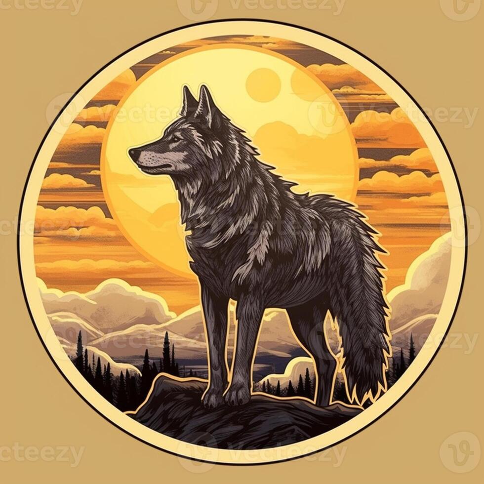 Premium AI Image  anime wolf in a field of flowers with a full moon in the  background generative ai