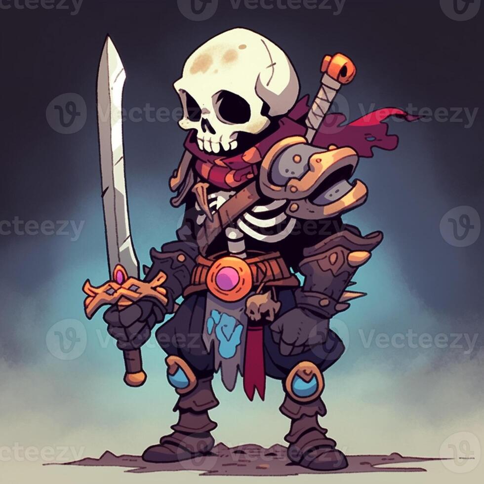 Set Of Warrior Skull Characters Stock Illustration - Download