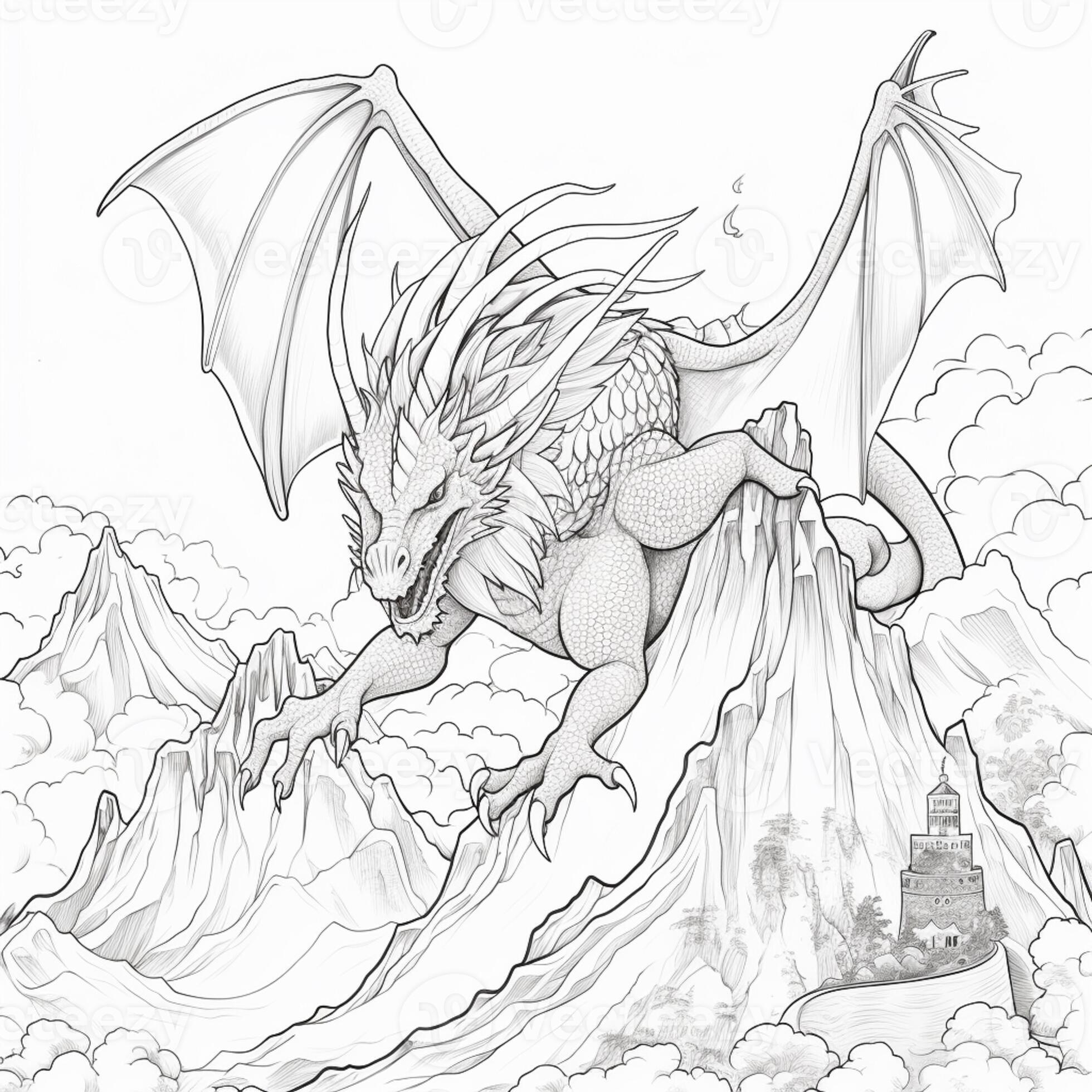Flying Dragon Coloring Page