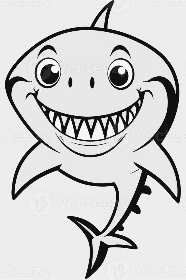 a cartoon shark with a big smile on its face. generative ai. 28446785