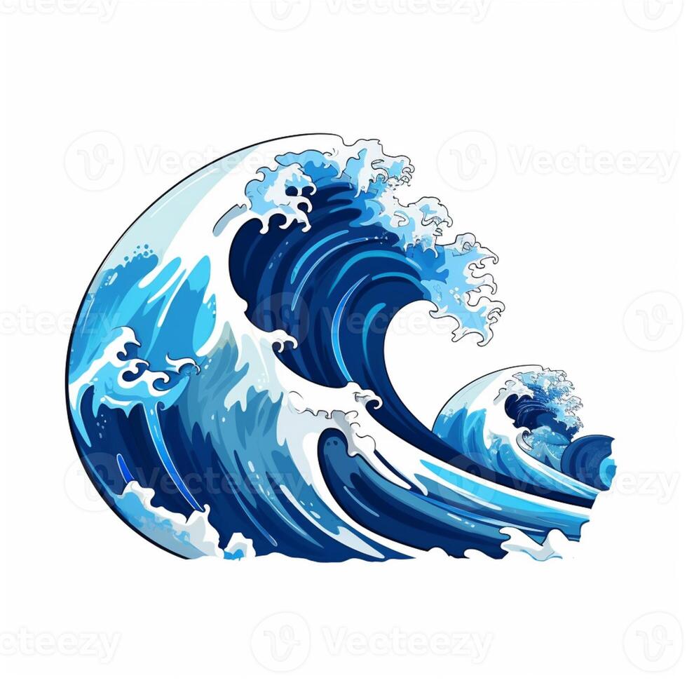 there is a drawing of a big wave with a lot of water. generative ai