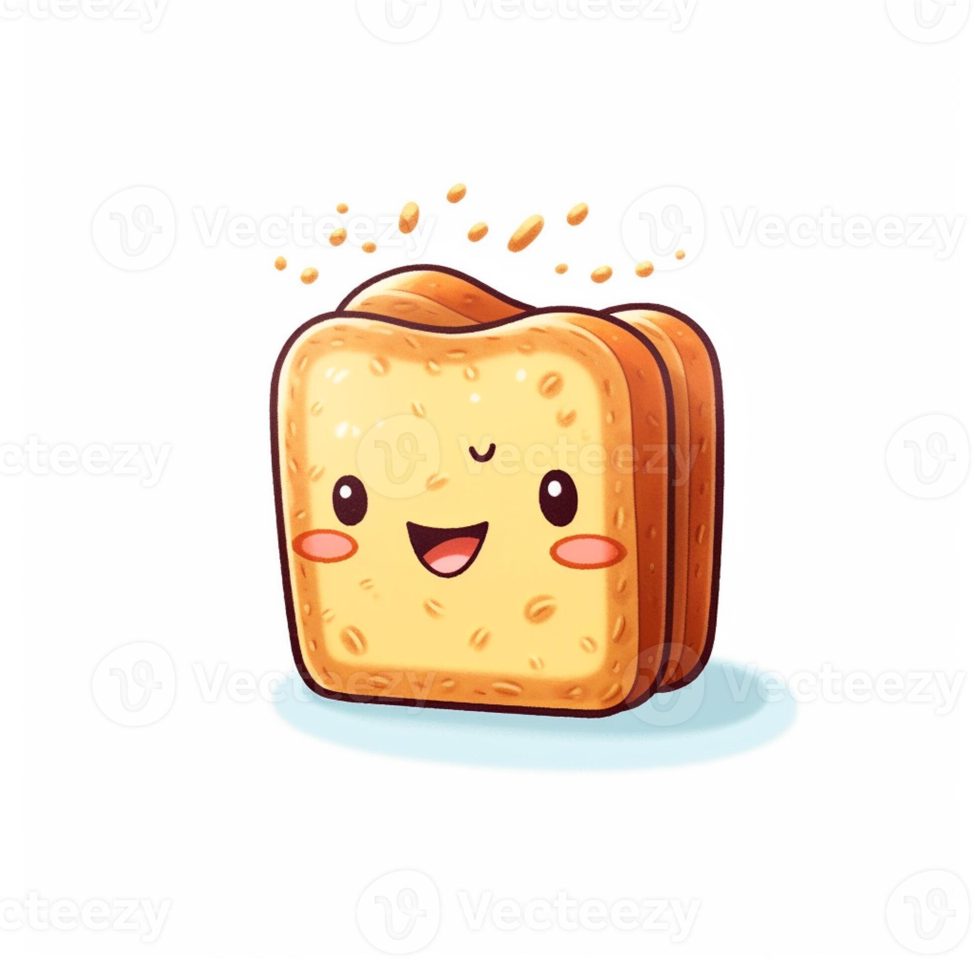 there is a piece of toast with a face and eyes. generative ai. 28449723