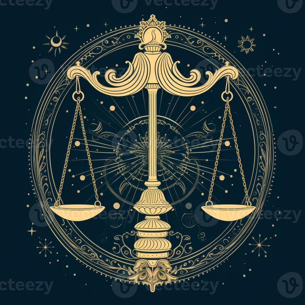 zodiac sign with scales and stars in a circle. generative ai. 28450956 ...