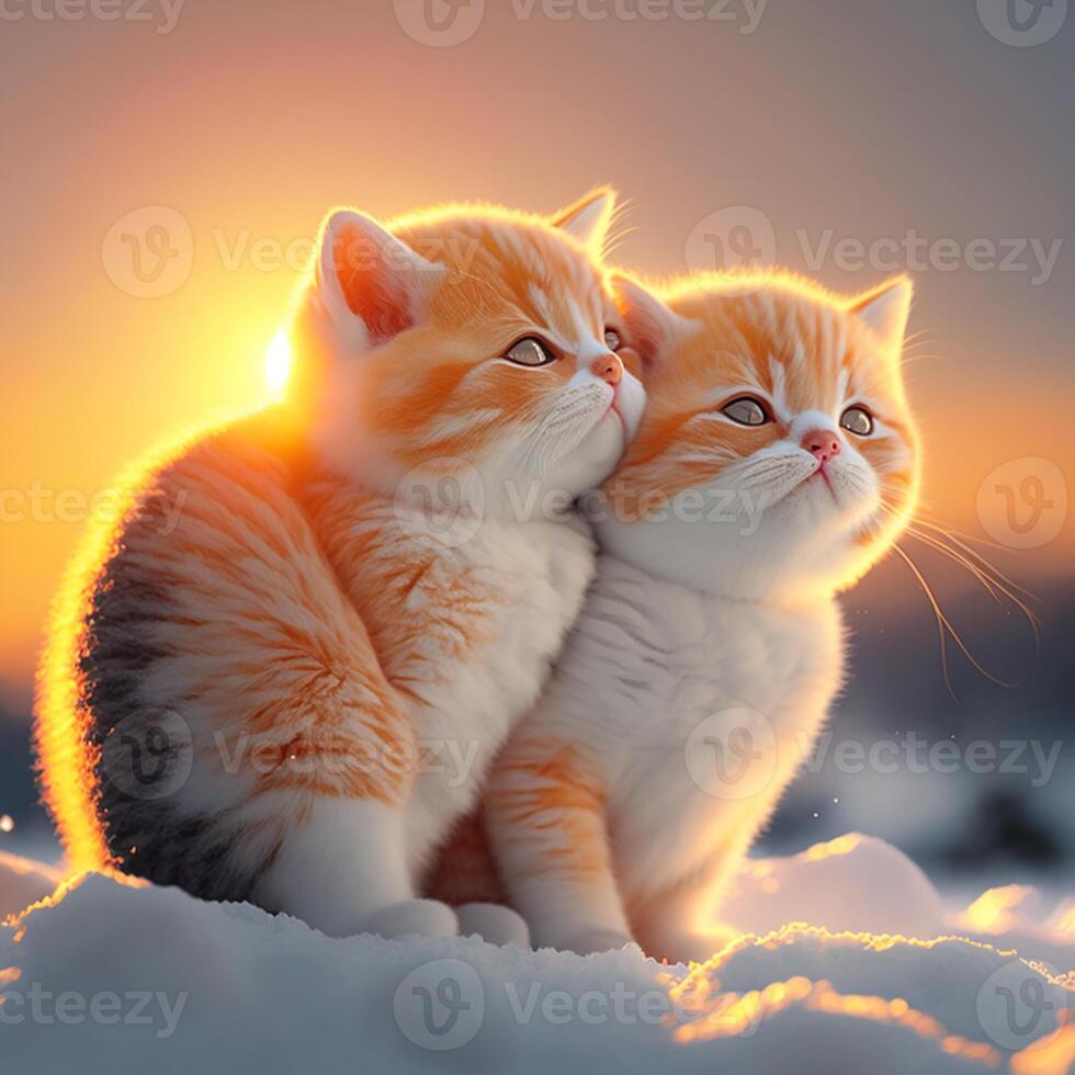 Premium Vector  Two cats sit together in an embrace gray and red cat