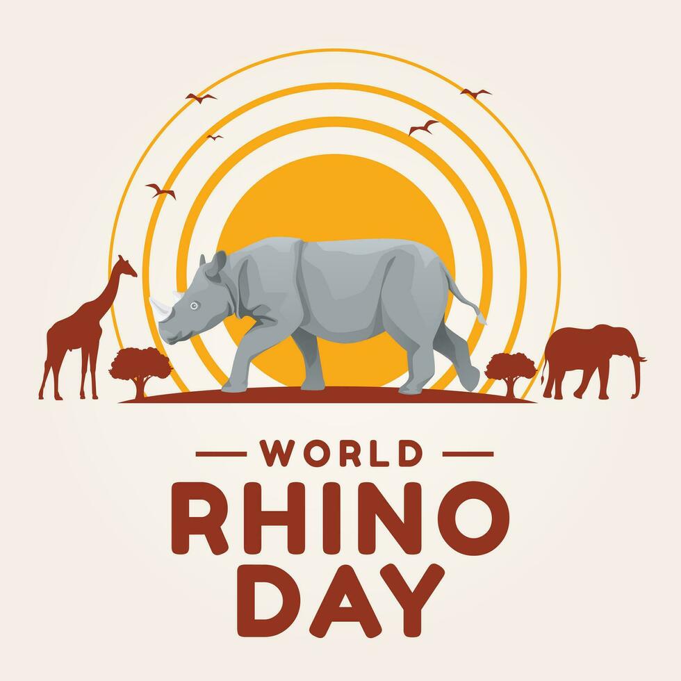 World Rhino Day design template good for celebration usage. rhino vector illustration. rhino image. vector eps 10. flat design.