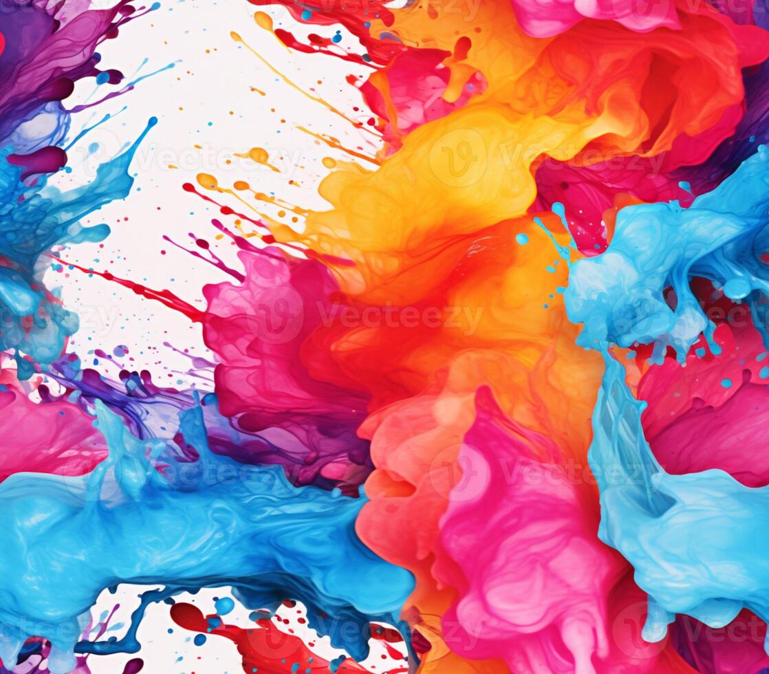 brightly colored paint splashing in a white background. generative ai