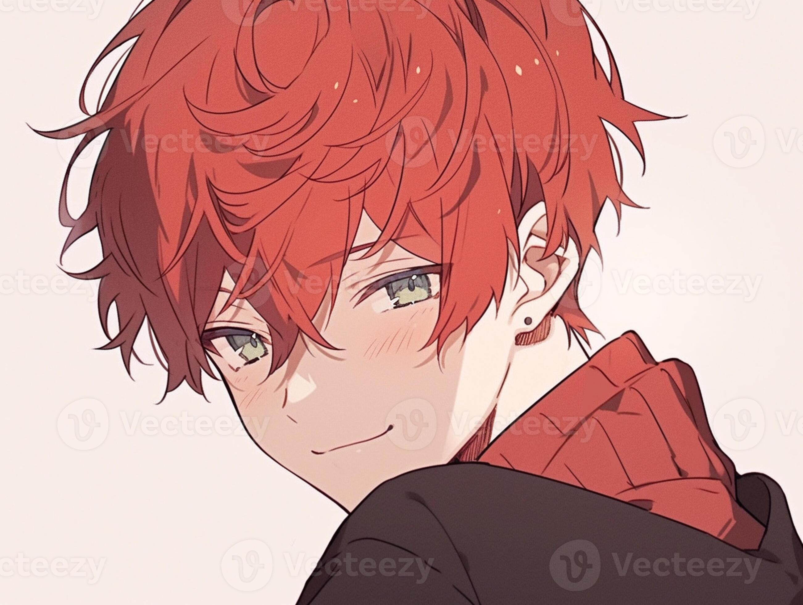 anime boy with red hair