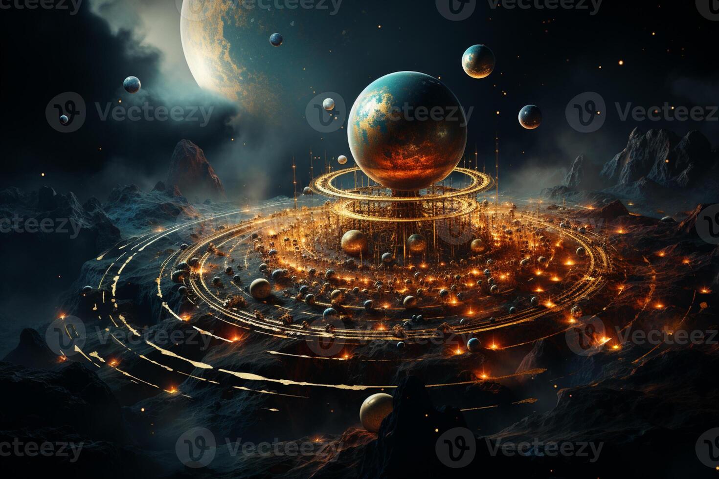 allí es un grande circular estructura con un lote de en él