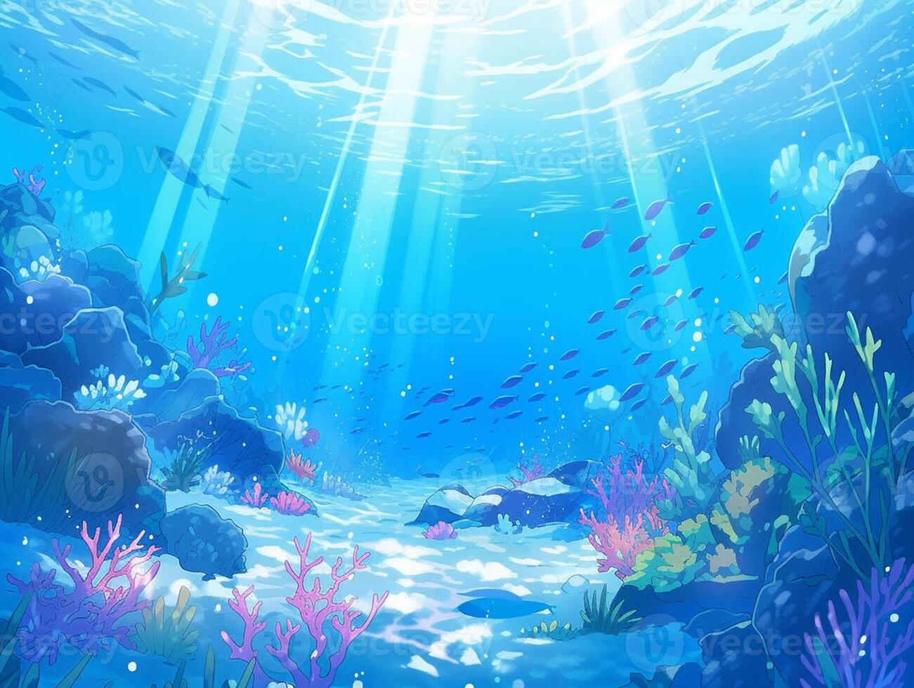 Premium AI Image  Painting of a sea scene with corals and other