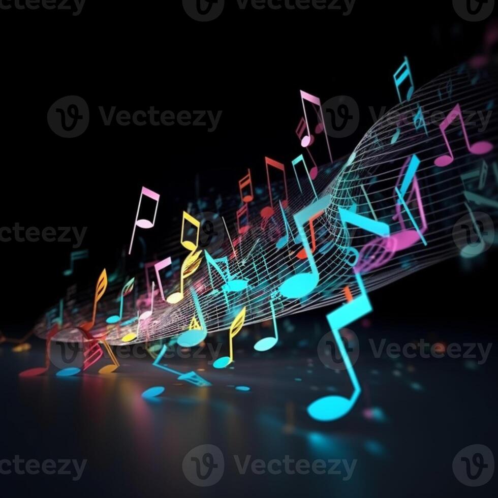 a group of musical notes are flying in the air. generative ai. 28472484