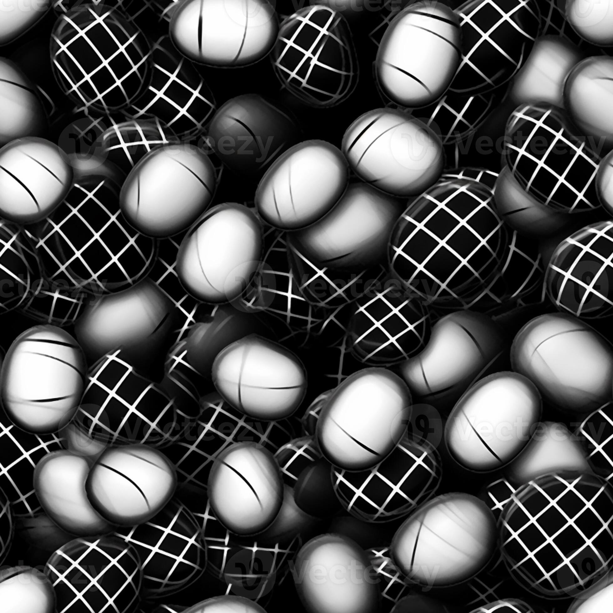 a close up of a bunch of black and white balls. generative ai. 28476368