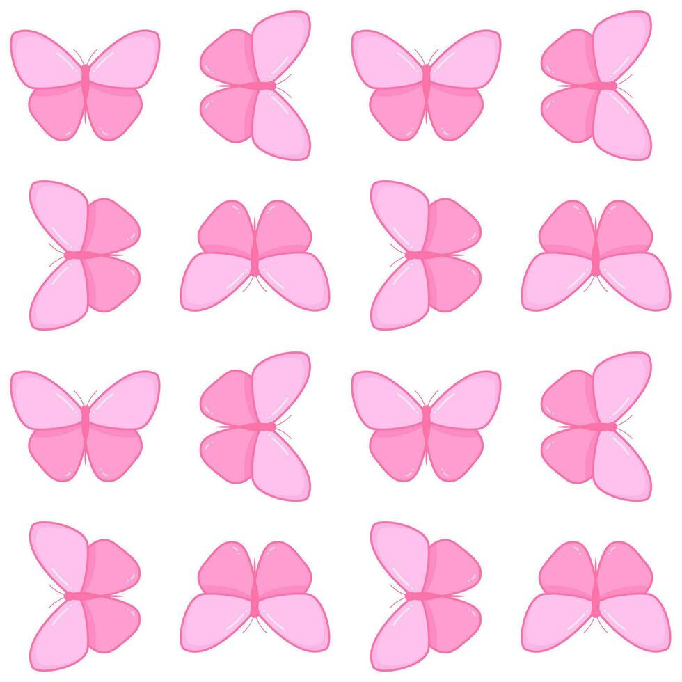 Cute pink butterfly. Nostalgia Y2k style. Seamless pattern. vector