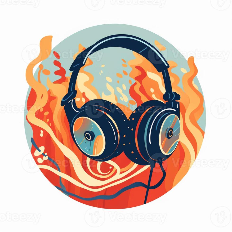 there is a picture of a pair of headphones on fire. generative ai