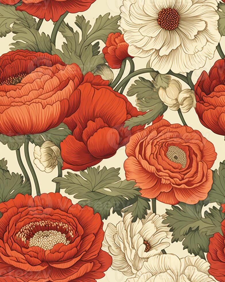 there is a large group of flowers that are on a wall. generative ai