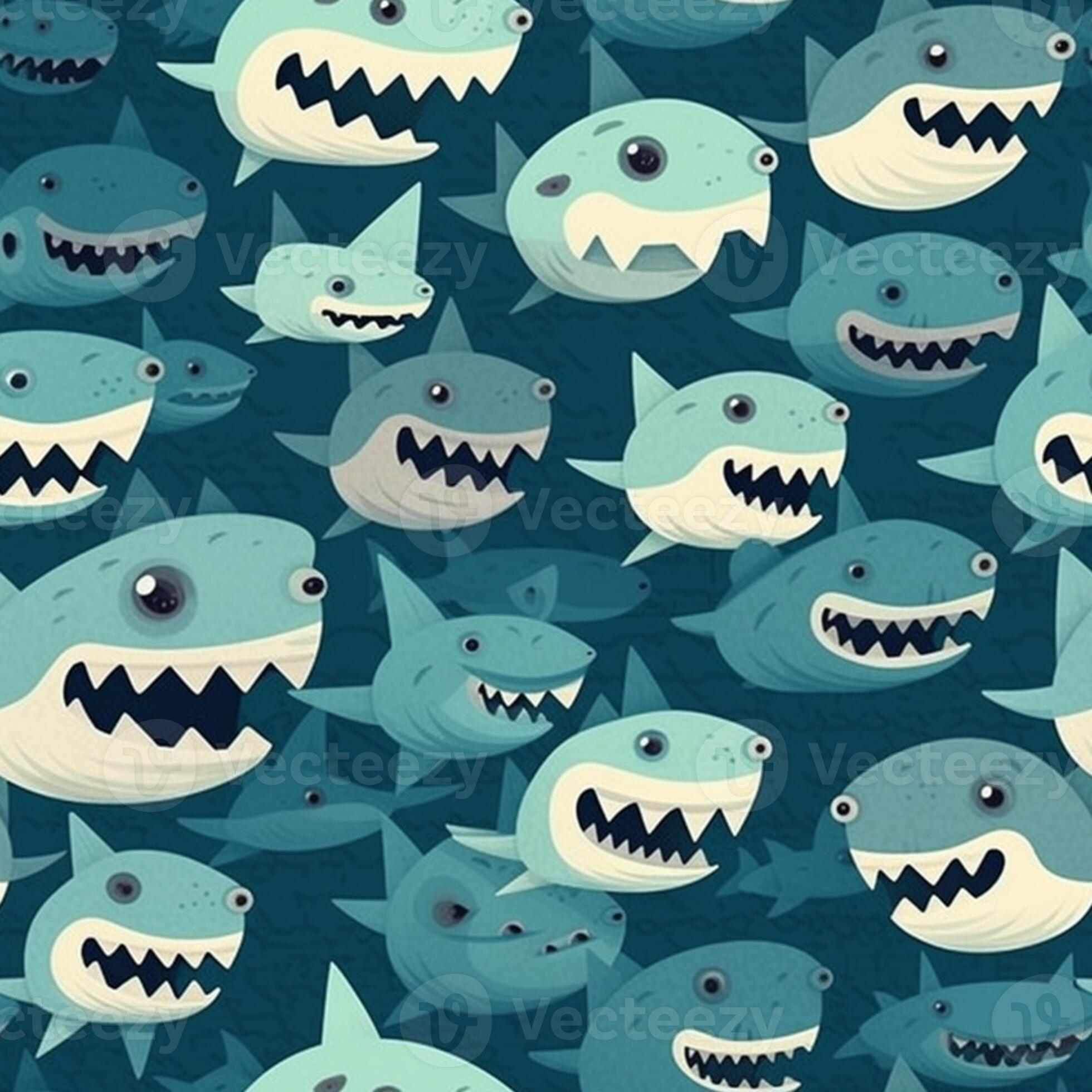 a group of sharks with large mouths and teeth are swimming. generative